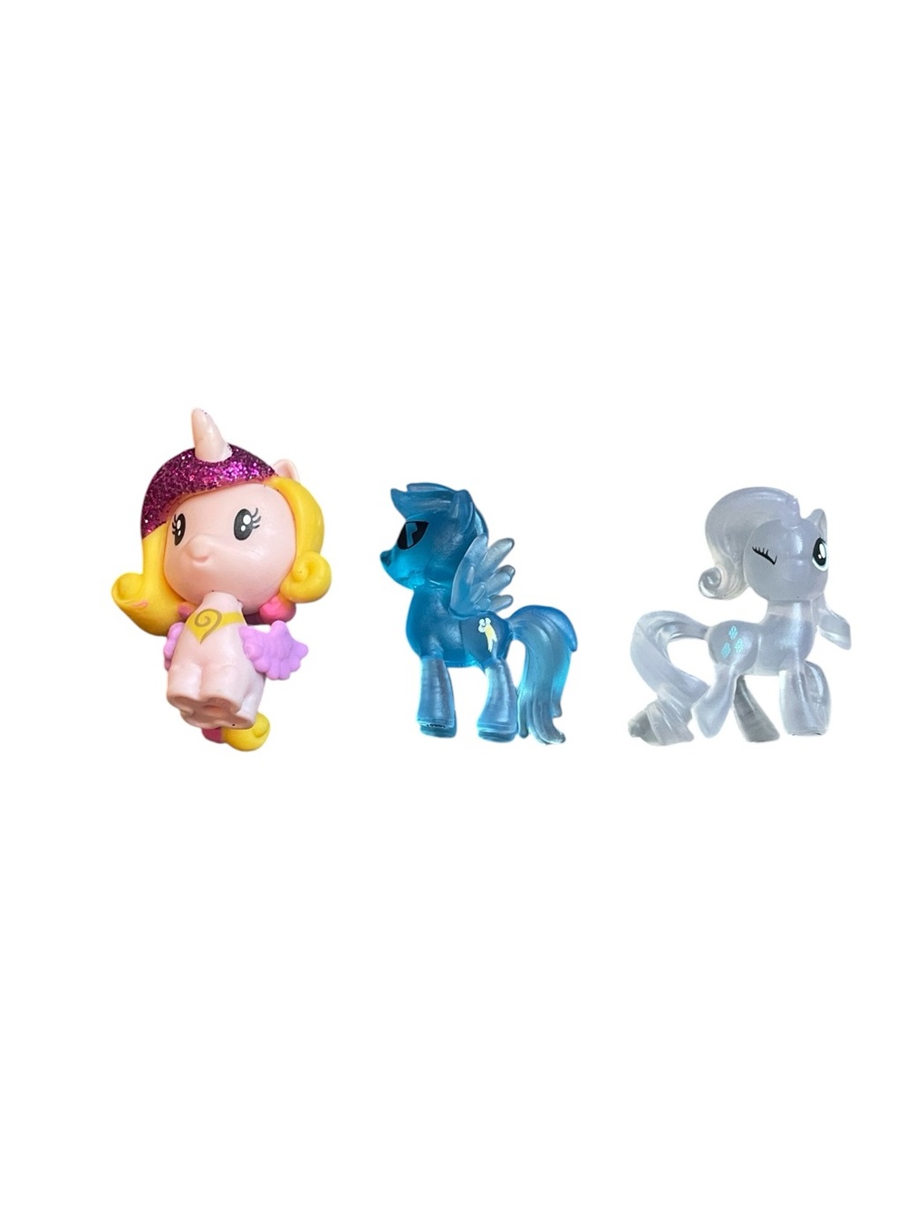 My Little Pony Mini Princess Cadance, Translucent Rainbow Dash, Clear Rarity